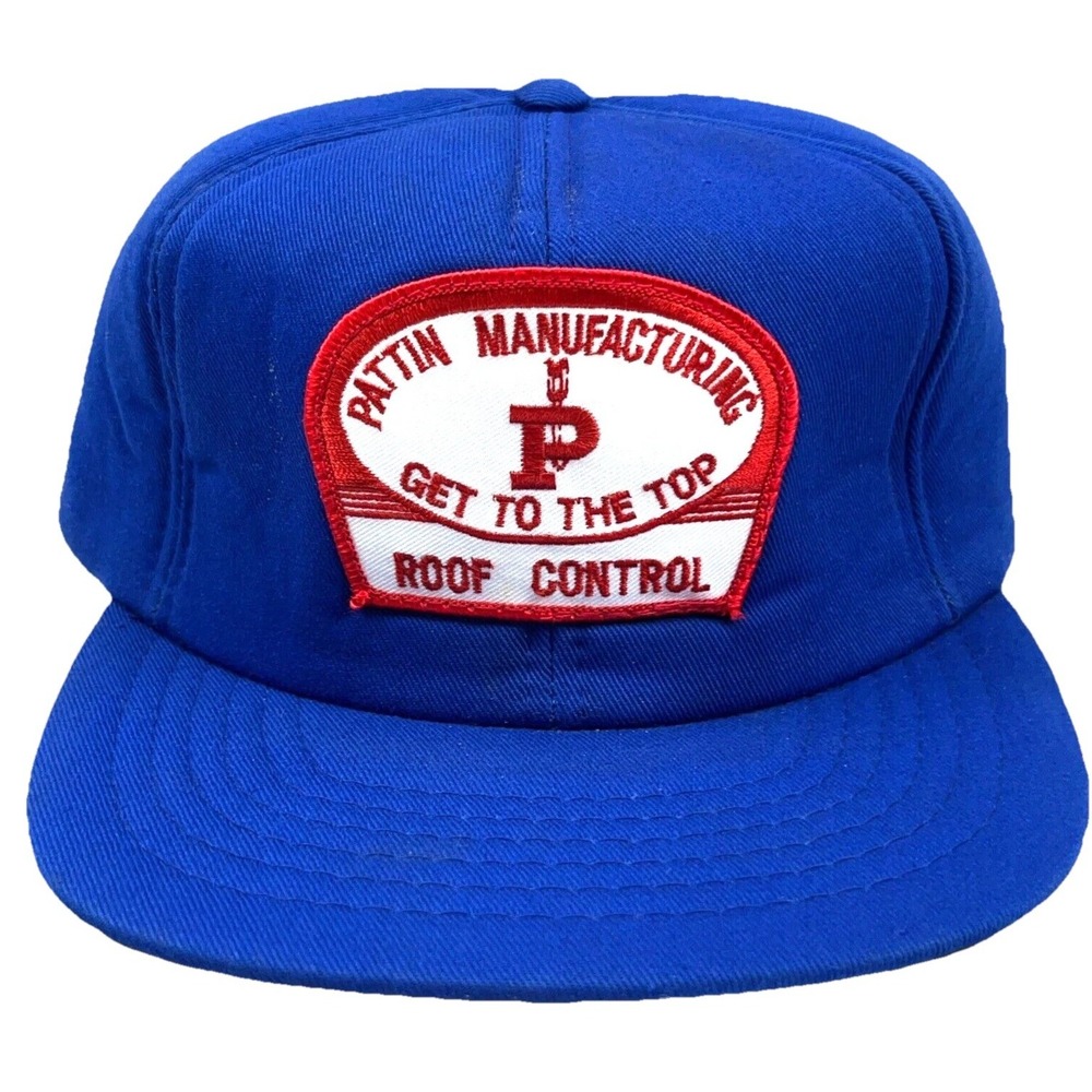 Vintage Coal Mining Trucker Hat Cap Snap Back 90s Patch Pattin MFG Foam Red Blue